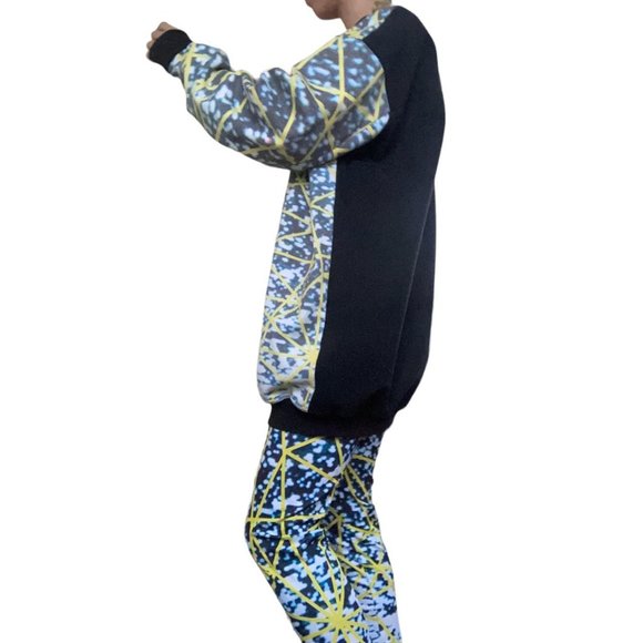 unisex roberto piqueras rave abstract print sweater leggings & cap 3 piece set - Picture 2 of 3